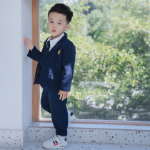 Boys spring and autumn small suit suit suit childrens new Korean version of British leisure fashion flower boy baby school dress