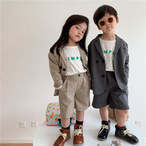 Boy small suit suit Western style childrens dress spring and summer 2021 new female baby handsome British two-piece set