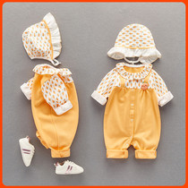 Korean Female Baby Conjoined Clothes 2022 Spring Dress Newborn Baby Clothes Full Moon 100 Days Khaed Long Sleeve Climbing Suit Suit