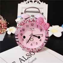 Mute cute boy girl creative cartoon alarm clock for students with childrens special bedside flash diamond personality lazy person