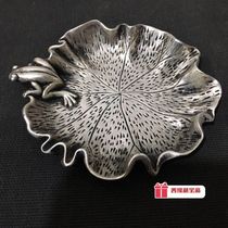  Bronze silver-plated white copper frog pen washing pen holder ornaments Home decoration Craft gifts Antique collection furnishings