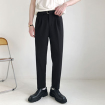 PENELOPE spring and summer slightly wide mens suit pants trend hanging casual pants mens British straight tube formal small trousers