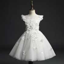 Buying white flower girl wedding dress girl birthday princess dress host catwalk dress dress childrens piano playing dress
