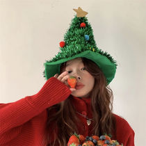 Small Red Book Korea Ins Wind Christmas Tree Hat Accessories Red Hat Christmas Stage Photo Selfies Teenage Girl Props