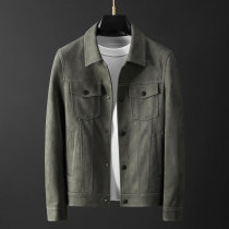 Autumn Winter New Suede Jacket Mens High-end Fashion Retro Trend Slim Handsome Casual Lapel Jacket Man