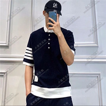 thom browne Japanese generation summer tb slim short-sleeved lapel POLO shirt casual T-shirt four bars men and women with the same