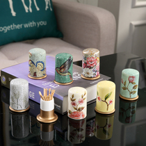 High-grade European toothpick cylinder resin toothpick cans boxed jewelry dining table living room modern creative luxury ornaments