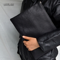 Niche light luxury mens bag clutch bag leather envelope A4 file bag womens imported head layer leather IPAD bag