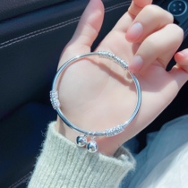 Lucky Clover S9999 sterling silver bracelet womens football silver bracelet solid opening fashion Bell silver bracelet girlfriend