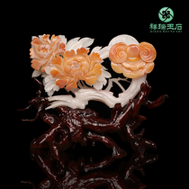 Natural jade flower rich ornaments New Chinese living room entrance wine cabinet TV cabinet Lucky decoration craft gifts