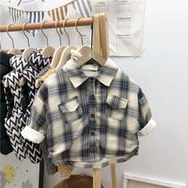 Winter clothes new boys plus velvet shirt baby warm shirt children thick baby top base shirt T-shirt tide