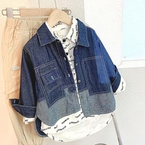 Boy 2022 new spring and autumn long sleeve shirt jacket denim shirt Han version CUHK Tong Children Spring Costume Boy