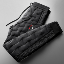 High-end fashion high-end bomb light and thick warm white duck velvet outdoor wear casual small foot down pants