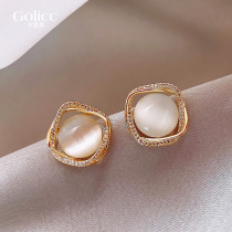 Opal earrings 2023 new trendy niche design earrings high-end sense temperament light luxury retro earrings women
