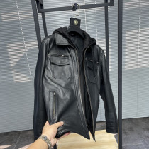 Svip ~ cabinet 15800 imported cowhide high-end fashion casual shedding hooded leather jacket jacket men