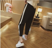Hong Kong 2021 summer new nine-point sweatpants womens casual large size fashion loose and versatile thin Harlan pants