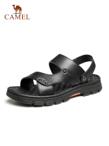 Camel Outdoor Beach Shoes Men 2022 Summer New Leather Slippers Men comfortably casual two slippers