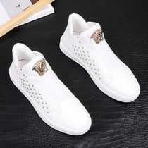 European Station 2021 Spring and Autumn Joker Fashion Personality Rivets Small White Shoes Mens Thick-soled Interior Sneakers