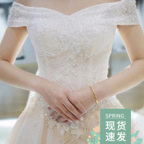 Light main shoulder wedding dress 2021 summer New temperament bride Korean long tailed Super fairy simple