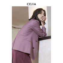Elite Temperament Ash Purple Wool Small Suit Woman Loose Casual Western Suit Suit Jacket 2022 Spring Dress New