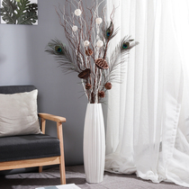 Ceramic floor-to-ceiling Large Vase ornaments living room dried flower arrangement home white modern Nordic creative porch ornaments