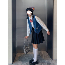 Small shoots of branches 2021 homemade denim vest cowgirl blue autumn and winter new wild student Japanese vest horse clip