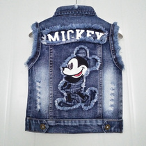 2022 childrens clothing boy vest denim waistcoat spring autumn new 100 hitch coat girl wave CUHK child baby mandarin vest
