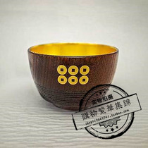 Japanese hand-made lacquerware Kanita Kumura logo home emblem sake cup tea cup gold foil ornaments