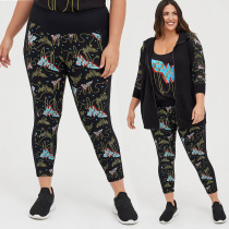 2295 European and American single fat MM cartoon W printed sweater quick-drying fitness pants sports vest 200 300 400 Jin