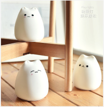 Little cute cat silicone night light cute patting atmosphere light soft eye protection girl dormitory lamp bedside feeding lamp