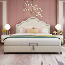 American soft bag bedside master bedroom Modern simple Nordic light luxury Pine double bed Hong Kong-style small apartment wedding bed