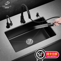 Black nano sink single tank kitchen stainless steel wash basin large built-in basin sink sink 50x40