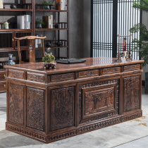 Solid wood desk desk desk study furniture set combination Elm big class boss table mahogany calligraphy computer desk