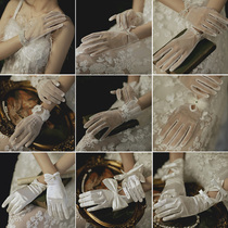 Bride Wedding Gloves Satin Pearl Lace Photo Photography Simple Wedding Super Xiansen Korean Style