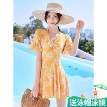 DK fashion swimwear womens summer 2021 new belly cover and thin one-piece Korean ins sexy hot spring conservative swimsuit