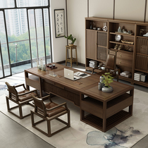 New Chinese style solid wood boss office desk and chair combination Office furniture Simple modern president executive desk Large desk