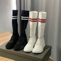 Ultra-fire socks shoes female summer middle cylinder white socks boots fly thick bottom inner heightening sports wind long cylinder slim skinny boot big code