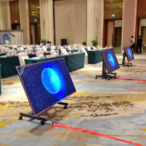 Conference room podium LCD TV floor back display low mobile stand stage vertical 90 degree tilt low cart