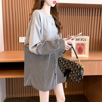 Pregnant Woman Blouses Spring Dress 2022 New Suit Fashion Foreign Air Long Sleeve Loose Sweatshirt Undershirt Long t-shirt