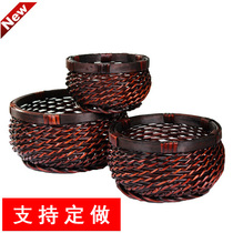 Willow storage basket bamboo table table snack finishing fruit rattan round storage household woven steamed bread basket