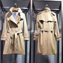 2021 New European and American solid color windbreaker women double breasted casual Kensington long waterproof coat