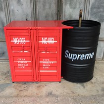 Industrial wind retro washbasin Personality creative bar washbasin Oil barrel column washbasin Antique washbasin cabinet