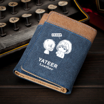 Tomb Raib Notes Cartoon Wallet Mens Short Jean Canvas Thin Japan-ROK Youth Piccard Multi-clamping Student Money