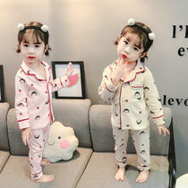 Girls home clothing set cotton long sleeve split baby 1 year old boy 2-3 female baby spring and autumn children pajamas
