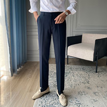 Casual suit pants mens Korean version of the trend straight nine-point pants Slim small feet wild trousers mens British business pants