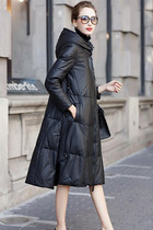 Haining Leather Women's Medium Long Down Jacket Top Sheepskin Winter Hooded Fashion Casual Type A Leather Jacket