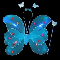 Butterfly wings back decorated with glowing children Girl Princess Magic wand wonderful fairy toy little girl back props