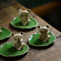Creative fun pottery Cute Buddha worship coarse pottery Japanese Frog tea Pet tea table Zen personality ornaments
