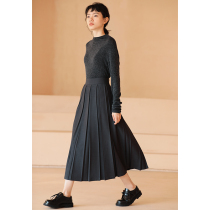 Miss Hua tooth 21 autumn new commuter temperament elegant smart pleated Joker fairy pure color skirt children