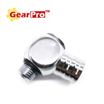 Submersible Regulator Primary Head Adapter Medium Pressure Tube Rotating Joint 110 Degree Brass Chrome Plated Resistant to Seawater Corrosion